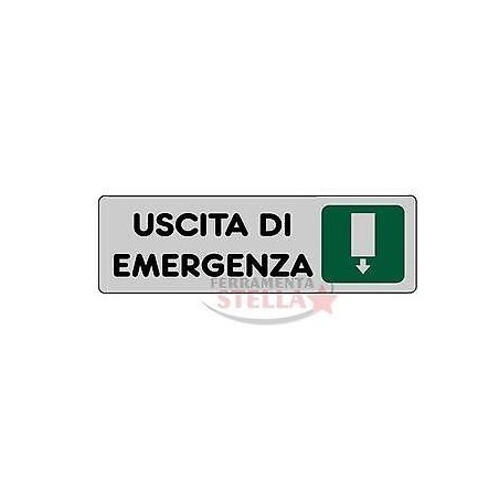 ETICHETTA CARTELLO TARGHETTA ADESIVA ADESIVO USCITA EMERGENZA SOTTO 15 X 5 CM