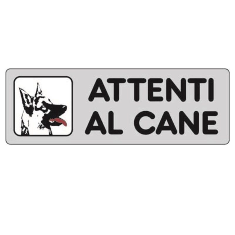 ETICHETTA CARTELLO ADESIVA ATTENTI AL CANE 15 X 5 CM PASTORE TEDESCO