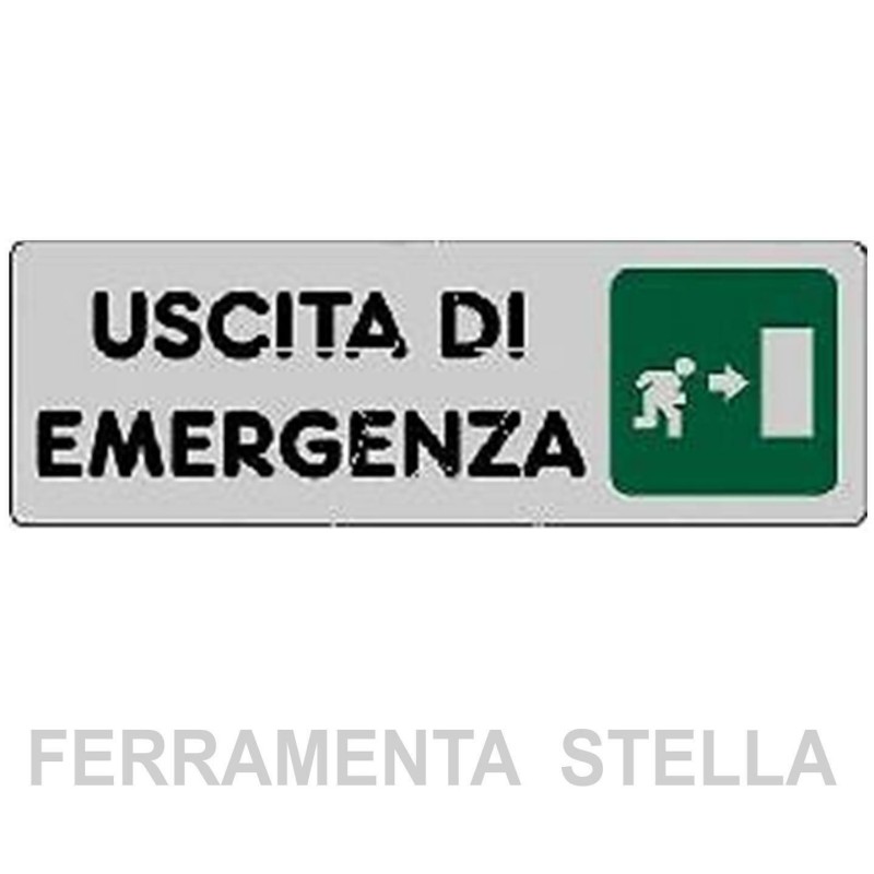 ETICHETTA CARTELLO TARGHETTA ADESIVA ADESIVO USCITA EMERGENZA DESTRA 15 X 5CM