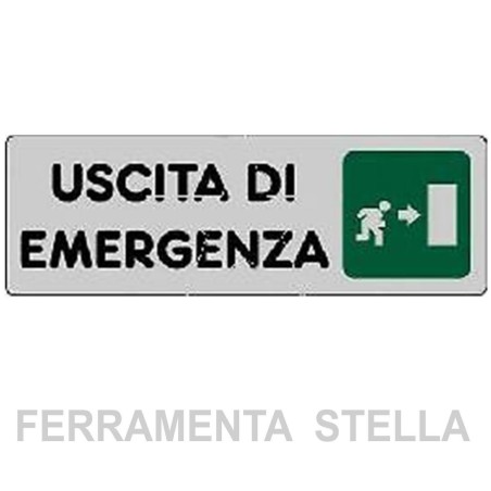 ETICHETTA CARTELLO TARGHETTA ADESIVA ADESIVO USCITA EMERGENZA DESTRA 15 X 5CM