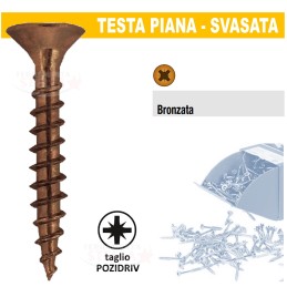 VITI VITE TRUCIOLARE PER LEGNO TESTA PIANA BRONZATA A CROCE TPS