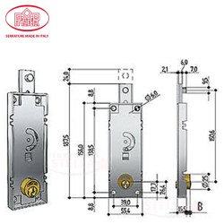 SERRATURA LATERALE PER SERRANDE PREFER MODELLO 412 - 2 CHIAVI - CILINDRO TONDO - LATO SINISTRO