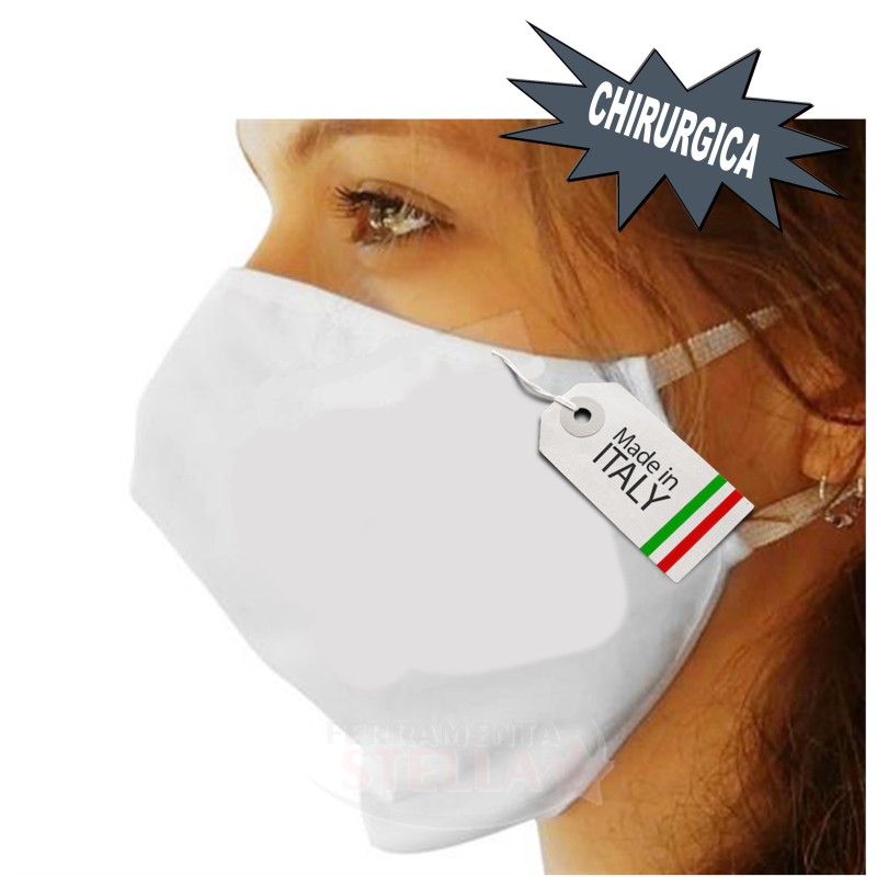 MASCHERINA CHIRURGICA '' TIPO 1 '' COLORE BLU NERO - PROTEZIONE - MADE IN ITALY - LAVABILE - SINGOLA BUSTA