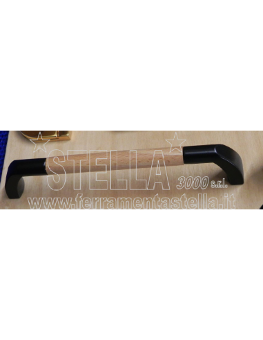 Maniglia Legno Faggio E Nera Maniglie Mobile | Ferramentastella.it