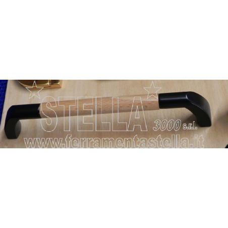 Maniglia Legno Faggio E Nera Maniglie Mobile | Ferramentastella.it