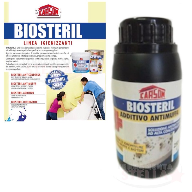 ADDITIVO BIOSTERIL 250 ML - ANTIMUFFA PER PITTURA MURALE IDROPITTURA