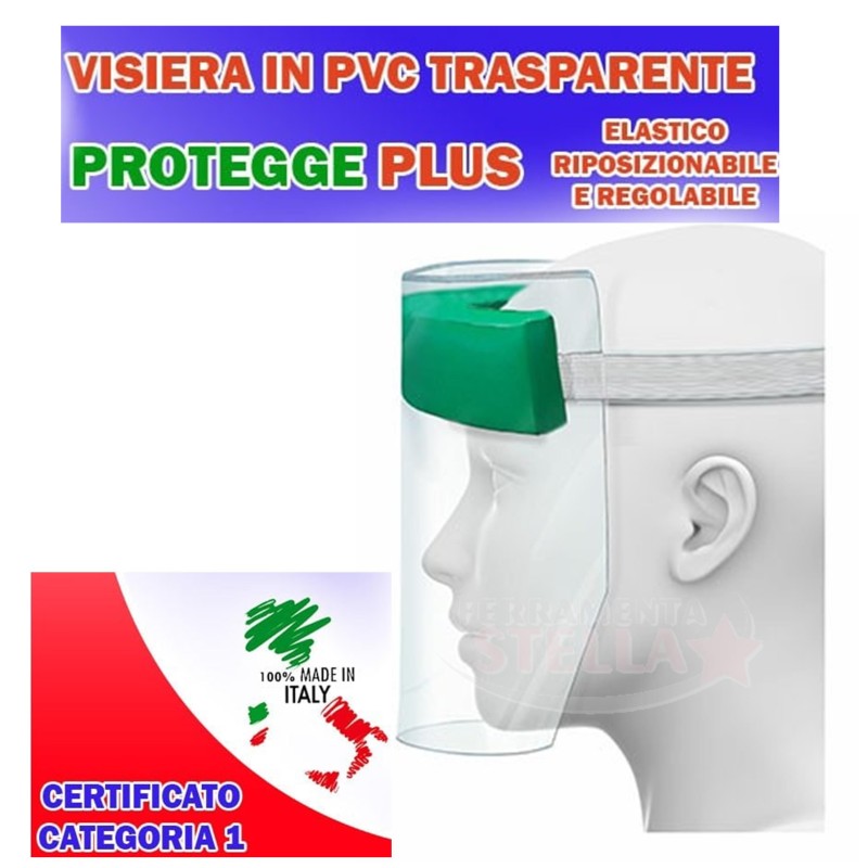 VISIERA PROTETTIVA TRASPARENTE  CM 20 x 30 - DPI E ULTRA CLEAN IN PVC