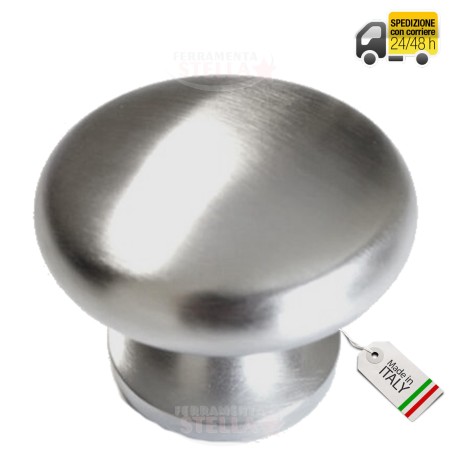POMOLO POMO FISSO POMELLO CROMO SATINATO ¯ 65 MM MANIGLIA PORTA INGRESSO PORTONE IDEAL