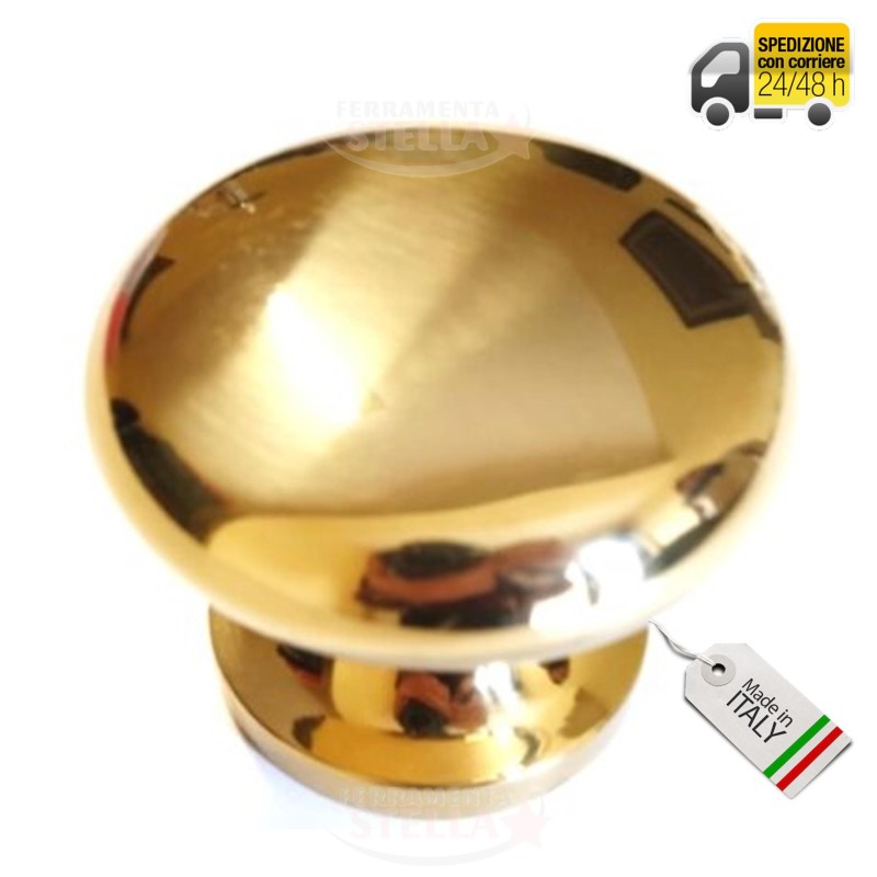 POMOLO POMO FISSO ORO LUCIDO OTTONE LUCIDO ¯ 65 MANIGLIA PORTA INGRESSO PORTONE IDEAL