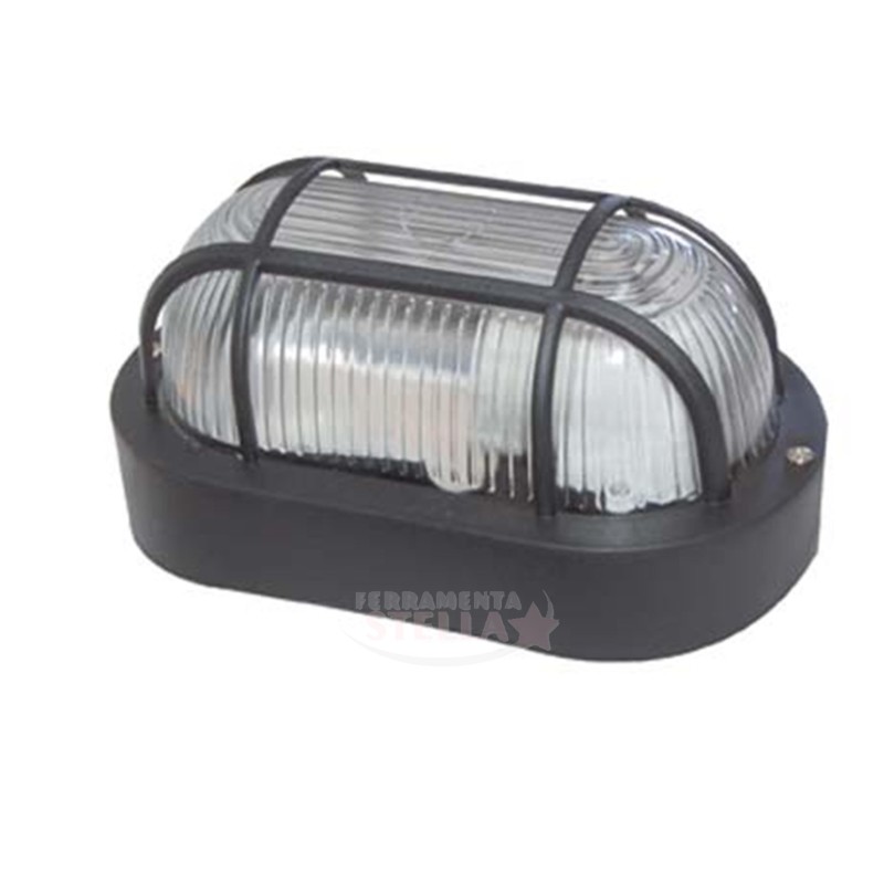 APPLIQUE PLAFONIERA TARTARUGA LAMPADA ESTERNO NERO NERA VETRO IP44 E27 OVALE