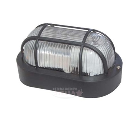 APPLIQUE PLAFONIERA TARTARUGA LAMPADA ESTERNO NERO NERA VETRO IP44 E27 OVALE