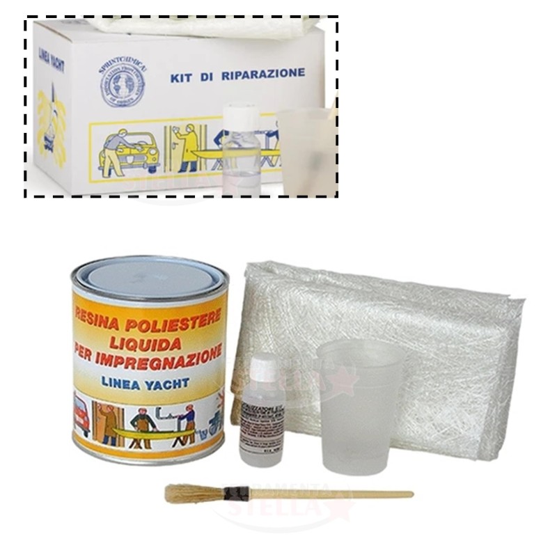 KIT VETRORESINA RIPARAZIONE 750ML RESINA POLIESTERE PER CARENE MOTO AUTO BARCHE