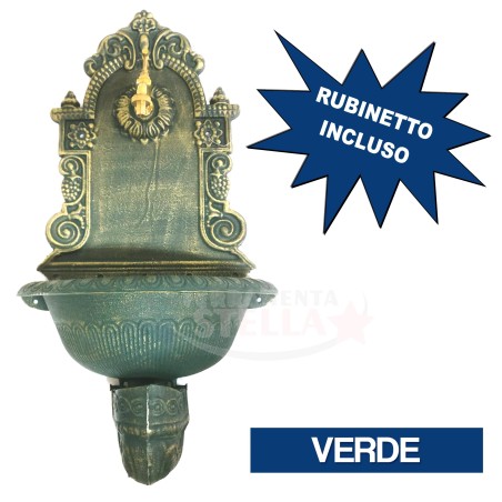 FONTANA GHISA VERDE PARETE X GIARDINO + RUBINETTO ESTERNO DECORAZIONE TERRAZZO