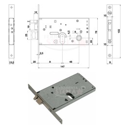 SERRATURA CORNI YALE 8520 ENTRATA 70 AD INFILARE PORTONE CANCELLO FERRO ALLUMINIO ELETTRICA CON MANDATE