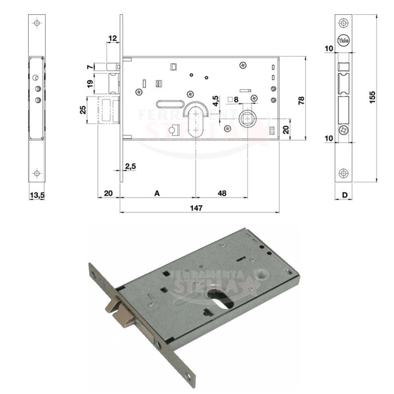 SERRATURA CORNI YALE 8520 ENTRATA 70 AD INFILARE PORTONE CANCELLO FERRO ALLUMINIO ELETTRICA CON MANDATE
