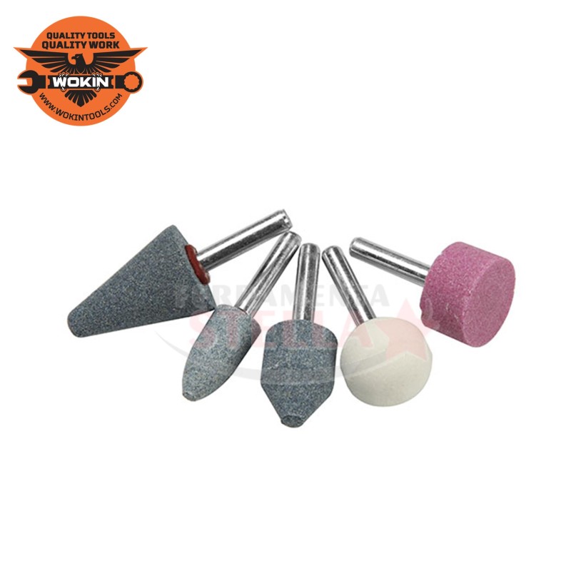 MOLETTE MOLE MOLA SMERIGLIO SERIE DA 5 PEZZI VARIE FORME - MM 6 x 27 - WOKIN
