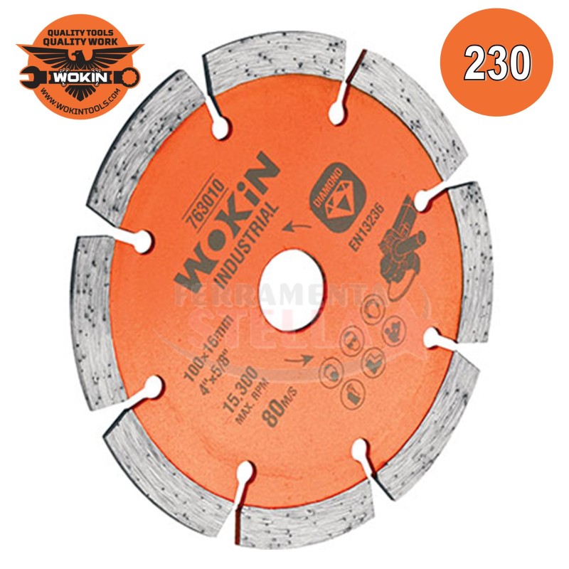 DISCO DIAMANTATO A SETTORE - MM 230 - WOKIN - MM 230 x 22,2 - ALTEZZA 2 MM