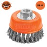 SPAZZOLA IN ACCIAIO RITORTO A TAZZA x SMERIGLIATRICE ANGOLARE - WOKIN - x SPAZZOLARE PULIRE RIMUOVERE - MM 125 - M 14