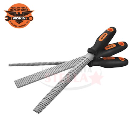 RASPE PER LEGNO SET SERIE MANICO SINTETICO - WOKIN - 8" PEZZI 3 PIATTA TONDA E MEZZATONDA