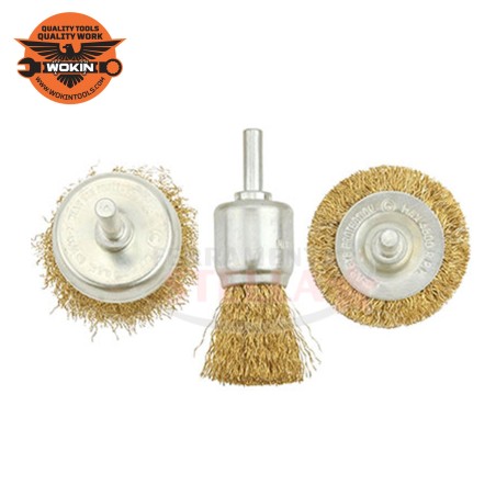 SPAZZOLE ACCIAIO SET PER TRAPANO 5 PEZZI - WOKIN - x SPAZZOLARE PULIRE RIMUOVERE 