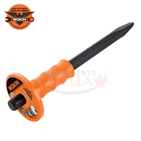 SCALPELLO MURATORE A TAGLIO + SALVAMANO PARAMANO - WOKIN - IN ACCIAIO FORGIATO MM 300 X 18 X 24 