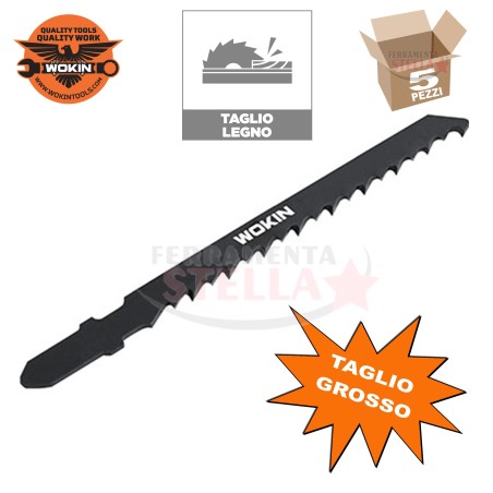 LAME DI RICAMBIO PER SEGHETTO ALTERNATIVO x LEGNO T 111 C - WOKIN - TAGLIO MEDIO - MM 100 - CONF. DA 5 PEZZI