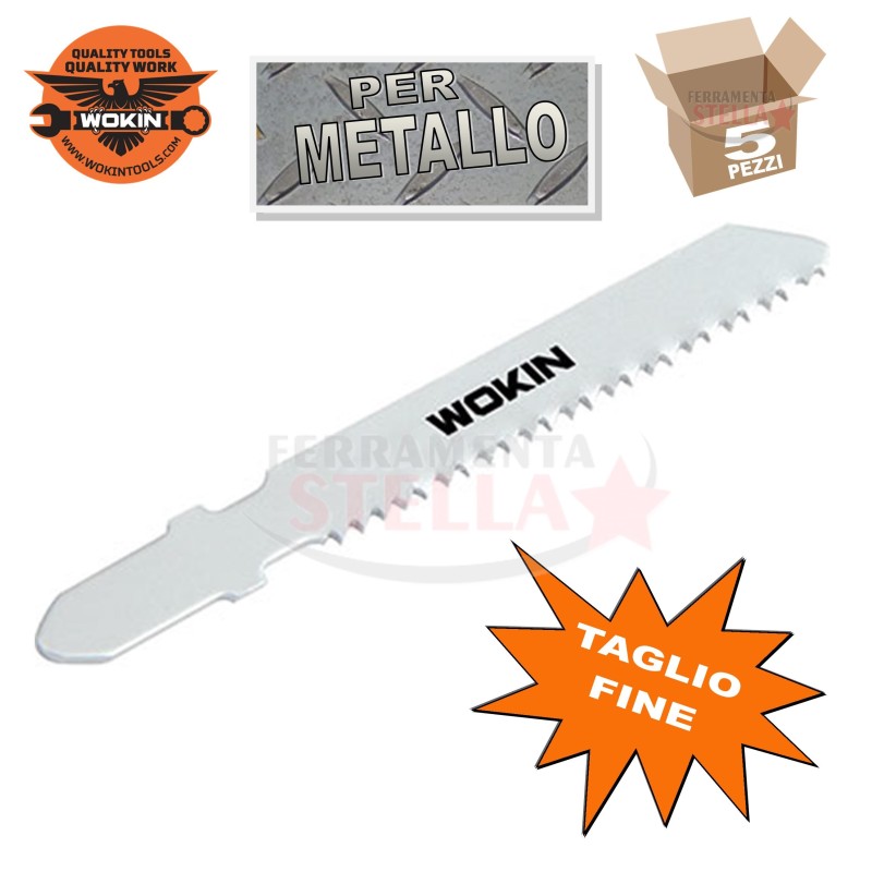LAME DI RICAMBIO PER SEGHETTO ALTERNATIVO x METALLO T 118 A - WOKIN - TAGLIO FINISSIMO - MM 75 - CONF. DA 5 PEZZI