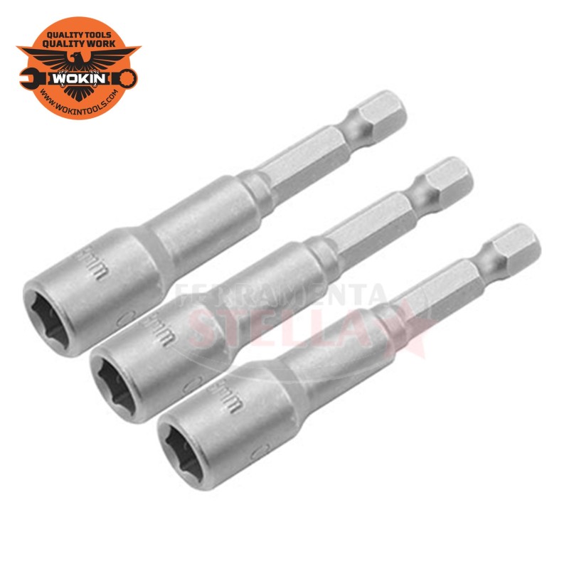 PORTAINSERTI INSERTO A BUSSOLA MAGNETICO MM 13 x 65 PER TRAPANO AVVITATORE- WOKIN - PEZZI 3