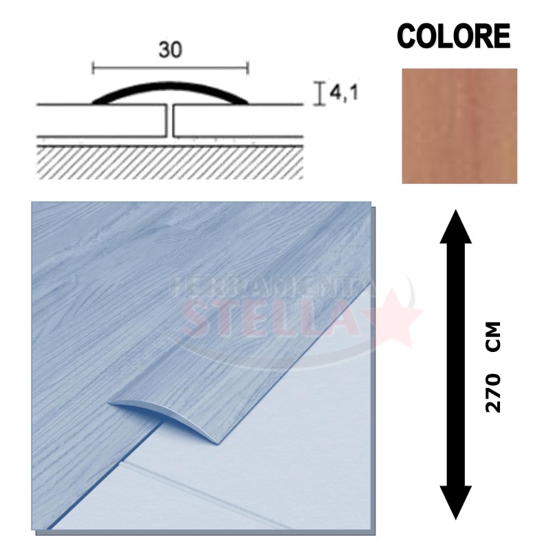 COPRIPAVIMENTO ALLUMINIO - COLORE LEGNO 50 - AUTOADESIVO - CM 270