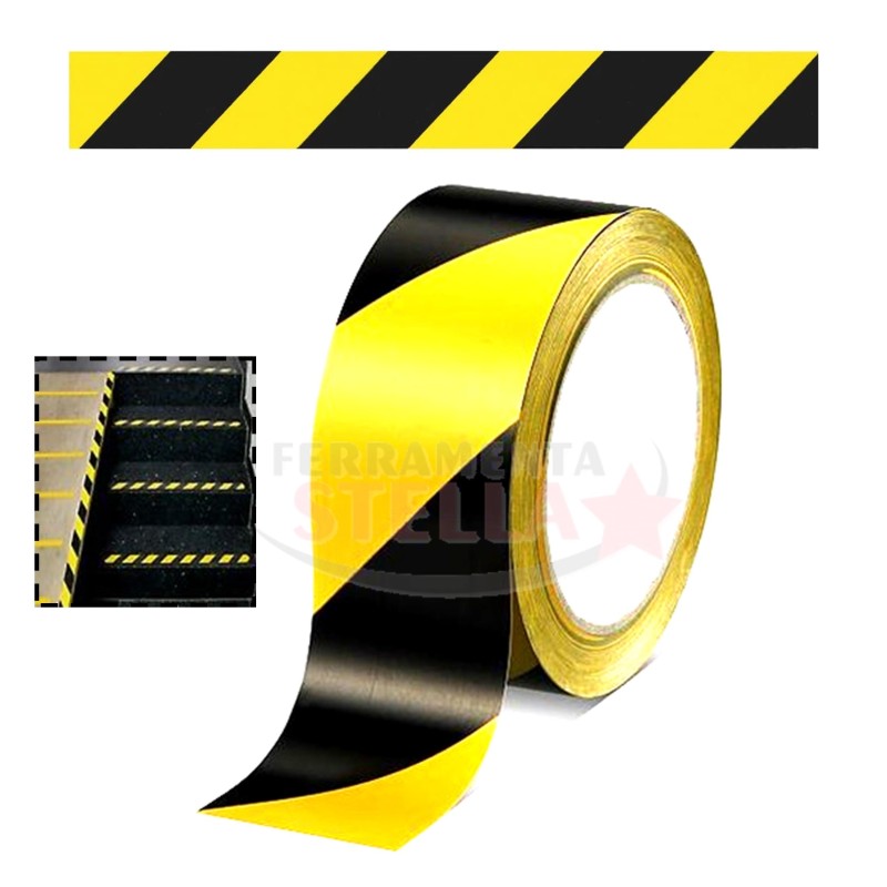 NASTRO SEGNALETICO pvc GIALLO NERO ADESIVO PER INDICAZIONE PERCORSI - SUPER RESISTENTE - 50 MM x 36 MT NASTRO SEGNALETICO pvc GIALLO NERO ADESIVO PER INDICAZIONE PERCORSI - SUPER RESISTENTE - 50 MM x 36 MT