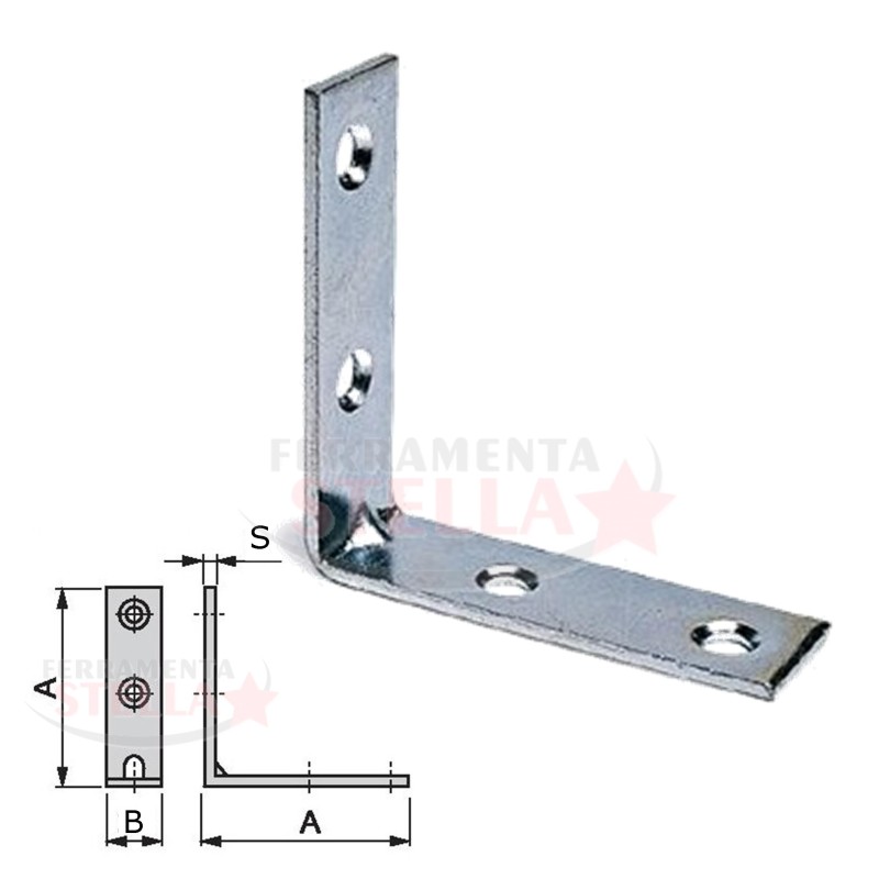 LASTRINA PIEGATA 4 FORI  DI GIUNZIONE - ACCIAIO ZINCATO- 5 x 5 CM - 50 X 50 MM