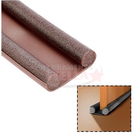 STRISCIA PARAFREDDO SOTTOPORTA MARRONE 95 CM PARASPIFFERI PORTE FINESTRE AD ISOLAMENTO DOUBLE STOP
