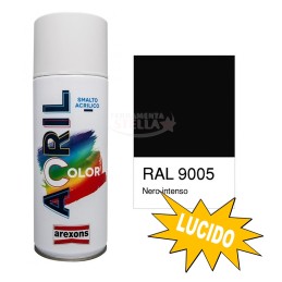 SMALTO PITTURA BOMBOLETTA VERNICE SPRAY ACRILICO 100% VARI COLORE NERO LUCIDO RAL 9005