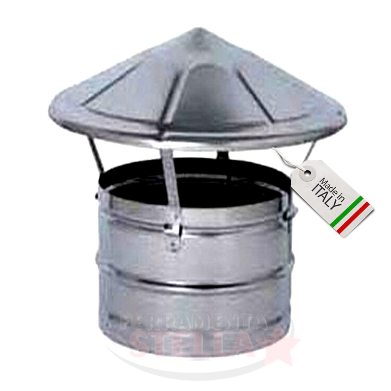 FUMAIOLO D. 130 COMIGNOLO CINESE FISSO LAMIERA ZINCATO x STUFA CAMINO CANNA FUMARIA