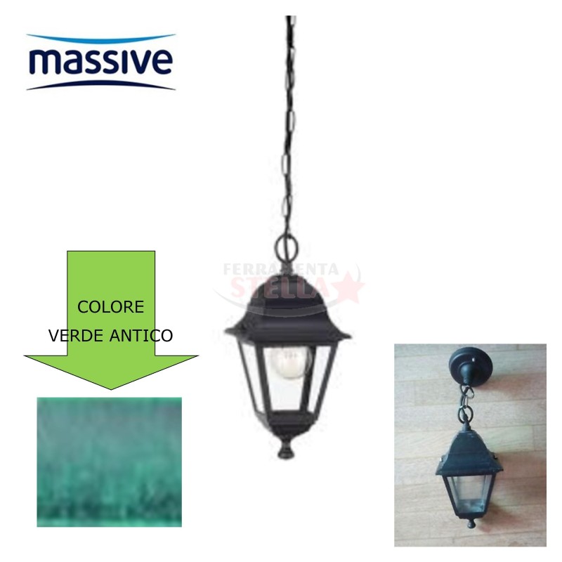 LAMPADA A SOSPENSIONE LANTERNA PER PATIO - VERDE - 60W MAX - MASSIVE