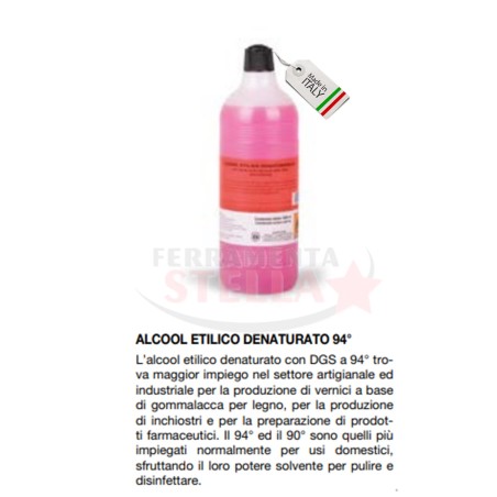 ALCOOL 94∞ - ETILICO DENATURATO PER PULIZIA DA 1 LT