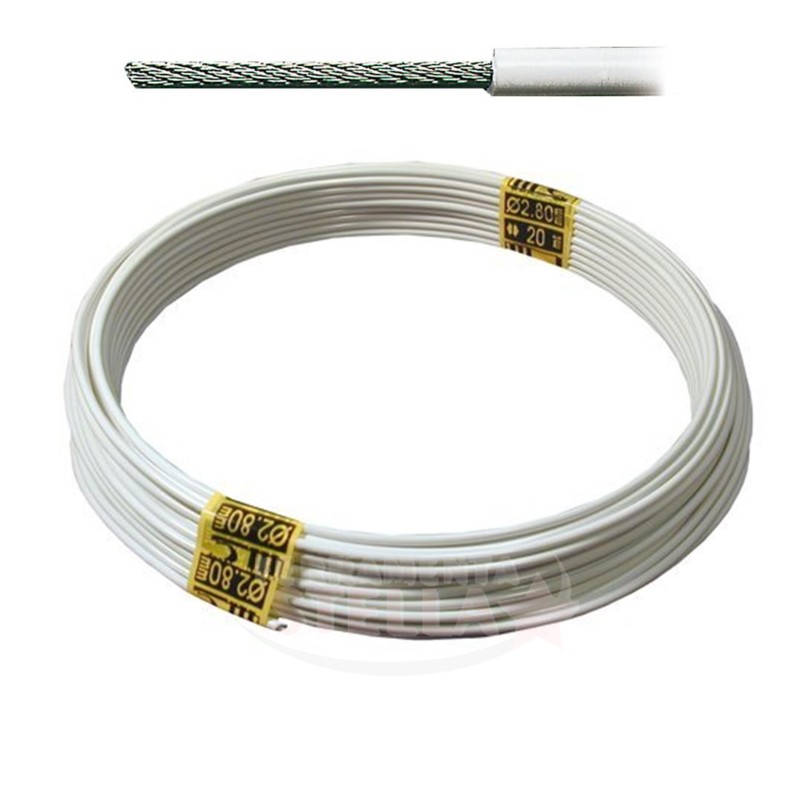 FILO CAVETTO STENDIBIANCHERIA STENDI PANNI BIANCHERIA BIANCO PLASTIFICATO 20MT.