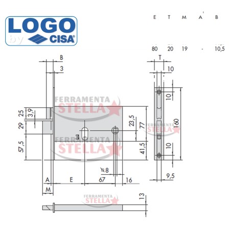 SERRATURA LOGO 44761 70 A INFILARE A FASCIA LARGA x ALLUMINIO ANTA - entrata 70 - frontale 16 - SOTTOCOSTO !! 
