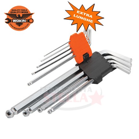 SET SERIE di CHIAVI ESAGONALI A ESAGONO A L IN KIT - DA MM 1.5 A 10 - PEZZI 9 - WOKIN - PROFESSIONALI