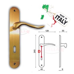 COPPIA MANIGLIE MANIGLIA CON PLACCA BRONZO BRONZATA PORTE PORTA INTERNE INTERNI