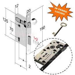 SERRATURA PATENT PER PORTE INTERNE - BUSSOLE - ENTRATA 45 - BORDO QUADRO - IN FERRO LUCIDO 