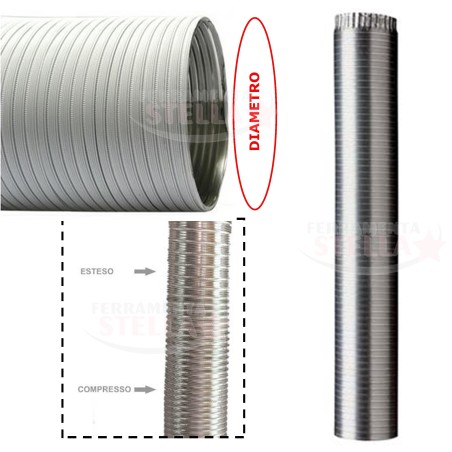 TUBO FLESSIBILE IN ALLUMINIO x CAPPA ALLUNGABILE A 3 METRI DIAM. 8