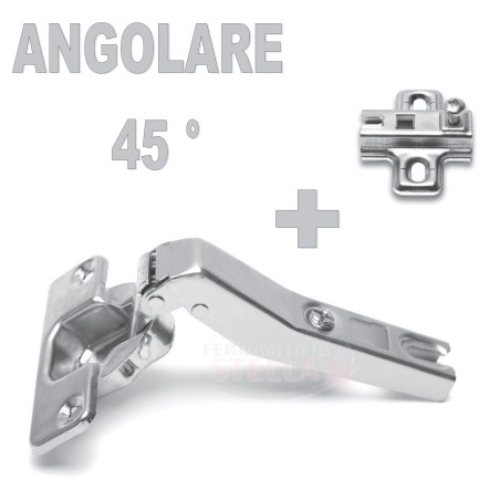 CERNIERA CERNIERE ANGOLARE TIPO SALICE 110∞ GRADI PER ANTE PENSILI MOBILI CON BASE SLIDE ON