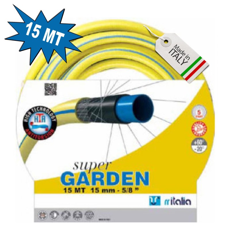 TUBO POMPA IRRIGAZIONE GIARDINAGGIO 15 mm 15 mt. 5 STRATI