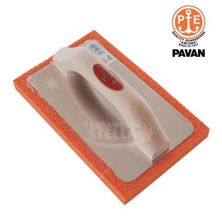 FRATTAZZO FRATTONE - GOMMA IN SPUGNA ARANCIO - MANICO IN LEGNO - ANCORA 