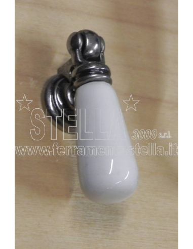 pomolo bianco porcellana metallo pendente|ferramentastella.it