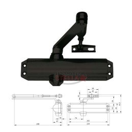 MAB CHIUDIPORTA A BRACCIO AEREODINAMICO DC 120 SENZA FERMO NERO RALLENTATORE PORTA