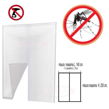 ZANZARIERA A STRAPPO CON VELCRO PER BALCONI BALCONE BIANCA 140 X 250 CM ZANZARE