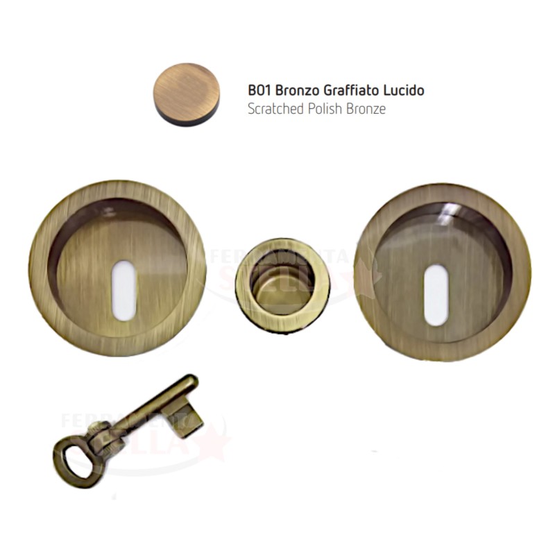 KIT PORTE SCORREVOLI X SCRIGNO + SERRATURA MANIGLIA FORO CHIAVE MARIVA BRONZO