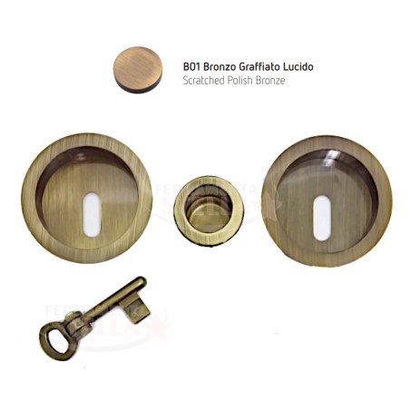 KIT PORTE SCORREVOLI X SCRIGNO + SERRATURA MANIGLIA FORO CHIAVE MARIVA BRONZO
